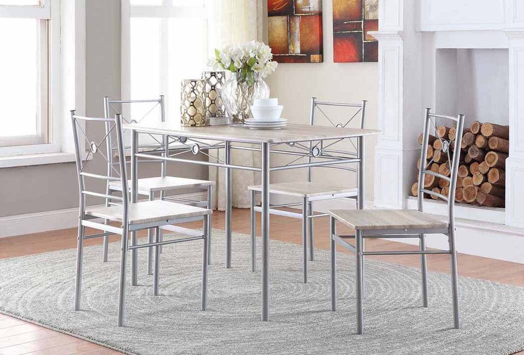 Anna Fontana 5-piece Rectangular Dining Set Brushed Silver - La Popular Furniture (CA)