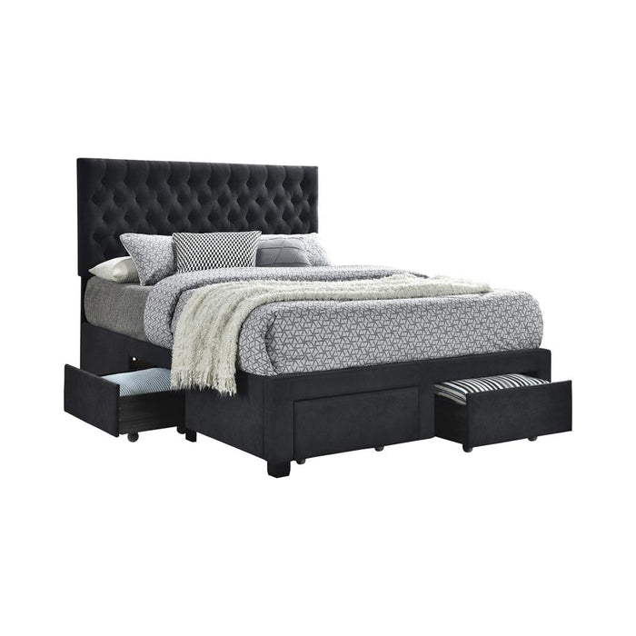 Soledad Eastern King 4-drawer Button Tufted Storage Bed Charcoal image