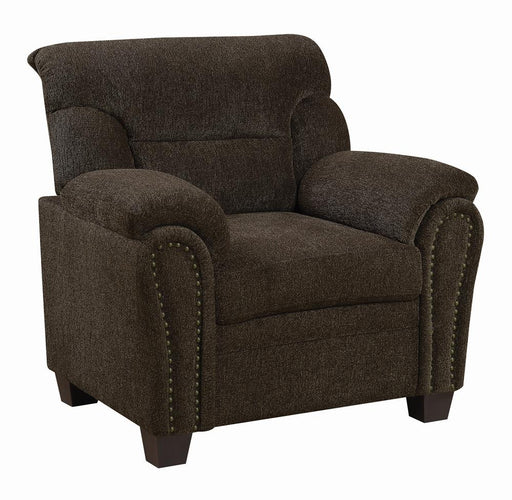 Clementine Upholstered Chair with Nailhead Trim Brown image
