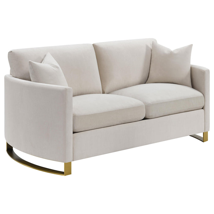 Corliss Upholstered Arched Arms Loveseat Beige image