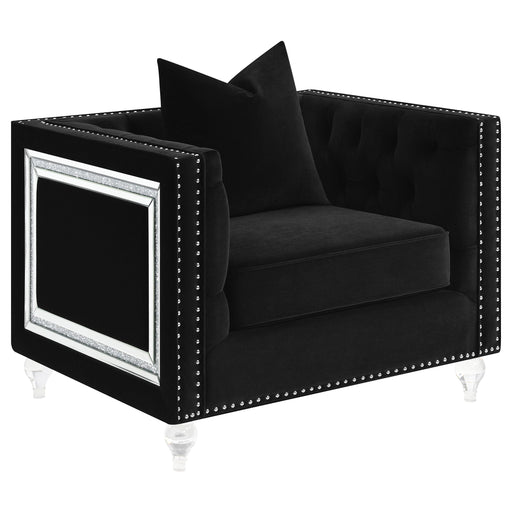 Delilah Upholstered Tufted Tuxedo Arm Chair Black image