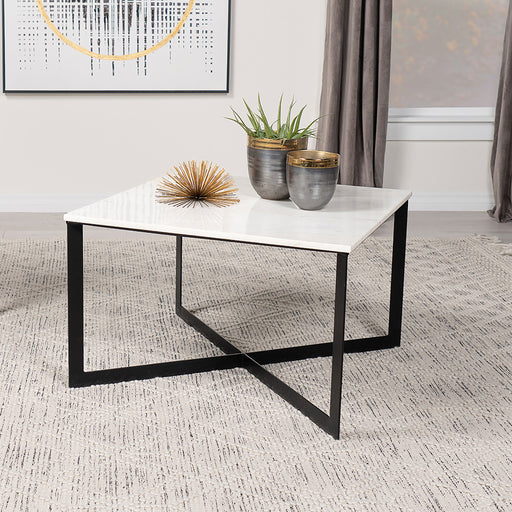 Tobin Square Marble Top Coffee Table White and Black image
