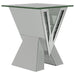 Taffeta V-shaped End Table with Glass Top Silver image