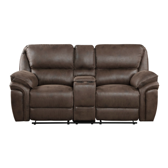 8517BRW-2 - Double Reclining Love Seat with Center Console
