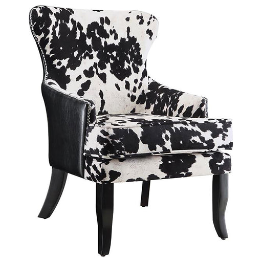 Trea Cowhide Print Accent Chair Black and White image