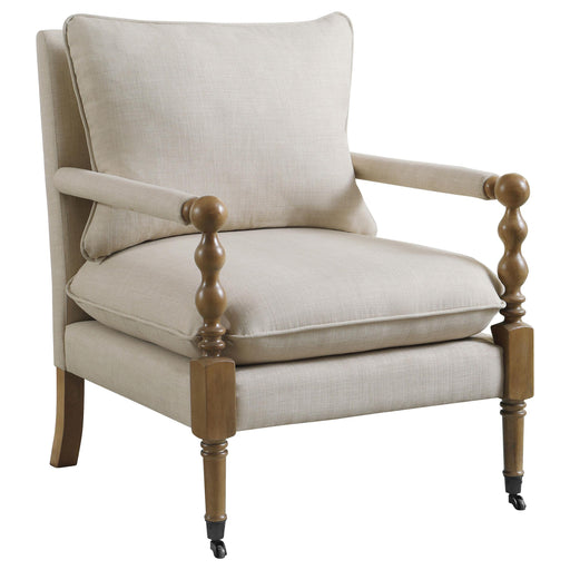 Dempsy Upholstered Accent Chair with Casters Beige image