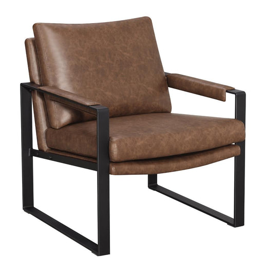 Rosalind Upholstered Accent Chair with Removable Cushion Umber Brown and Gunmetal image