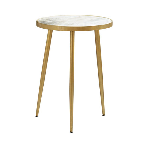 Acheson Round Accent Table White and Gold image