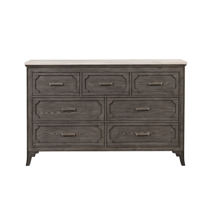 Lisbon Marble Top Dresser-Gray
