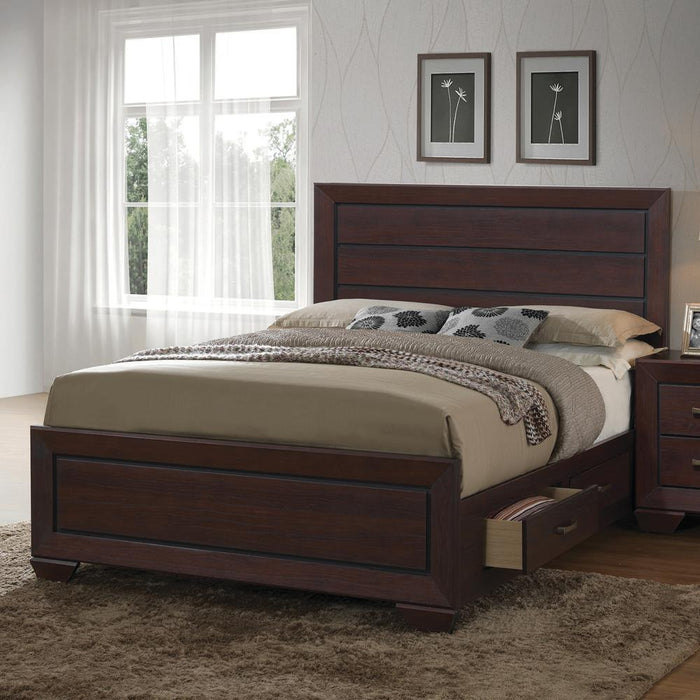 Kauffman California King, Eastren King, & Queen Panel Bed Dark Cocoa - La Popular Furniture (CA)