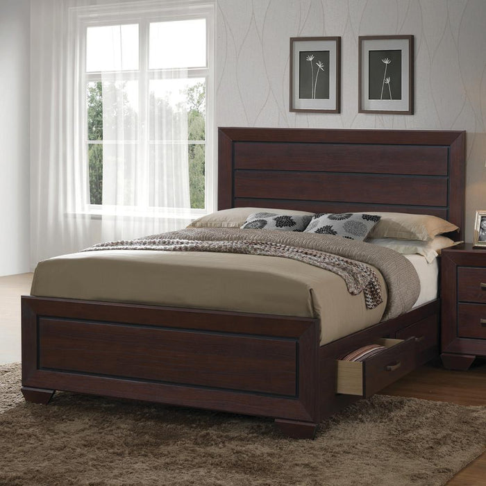 Kauffman California King, Eastren King, & Queen Panel Bed Dark Cocoa - La Popular Furniture (CA)