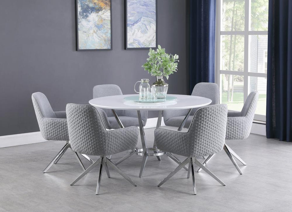Abby Round Dining Table with Lazy Susan White and Chrome - La Popular Furniture (CA)