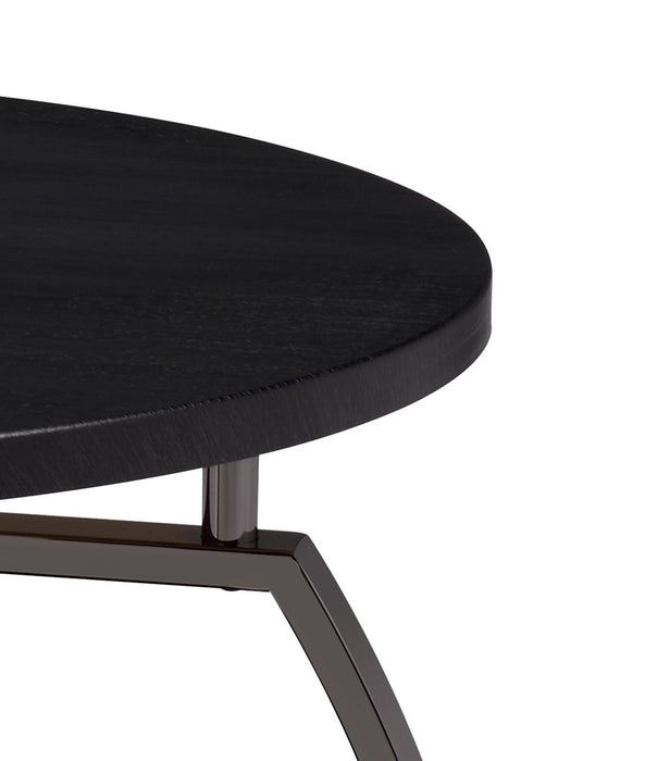 Dacre Round End Table Dark Grey and Black Nickel