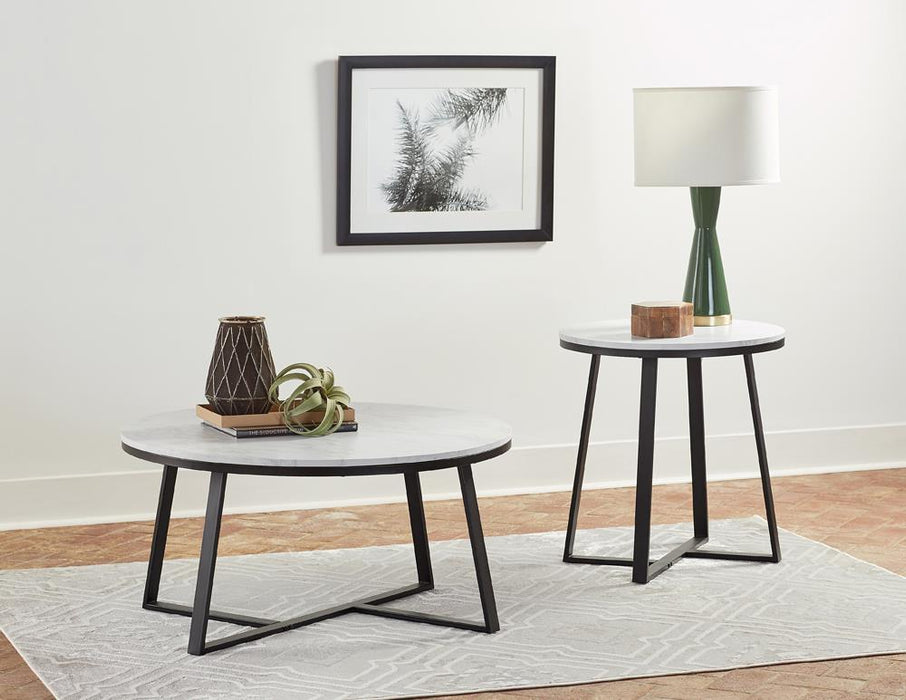 Hugo Round Coffee Table White and Matte Black - La Popular Furniture (CA)