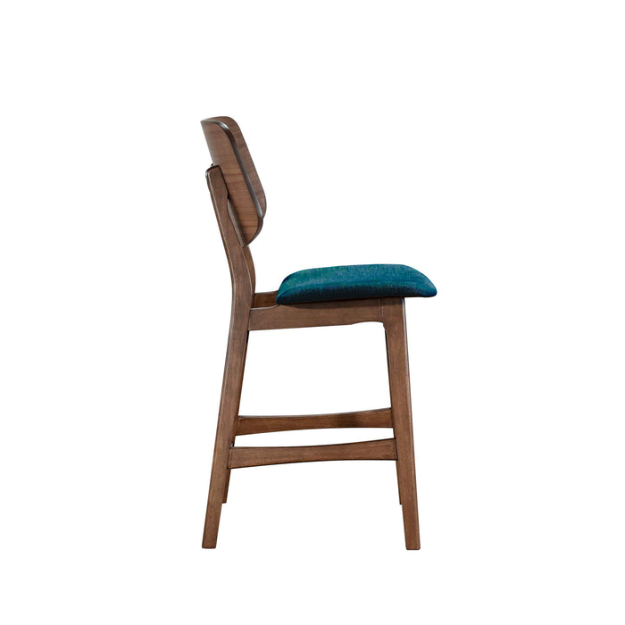 Oscar Counter Chair With Forest Green Cushion-Walnut
