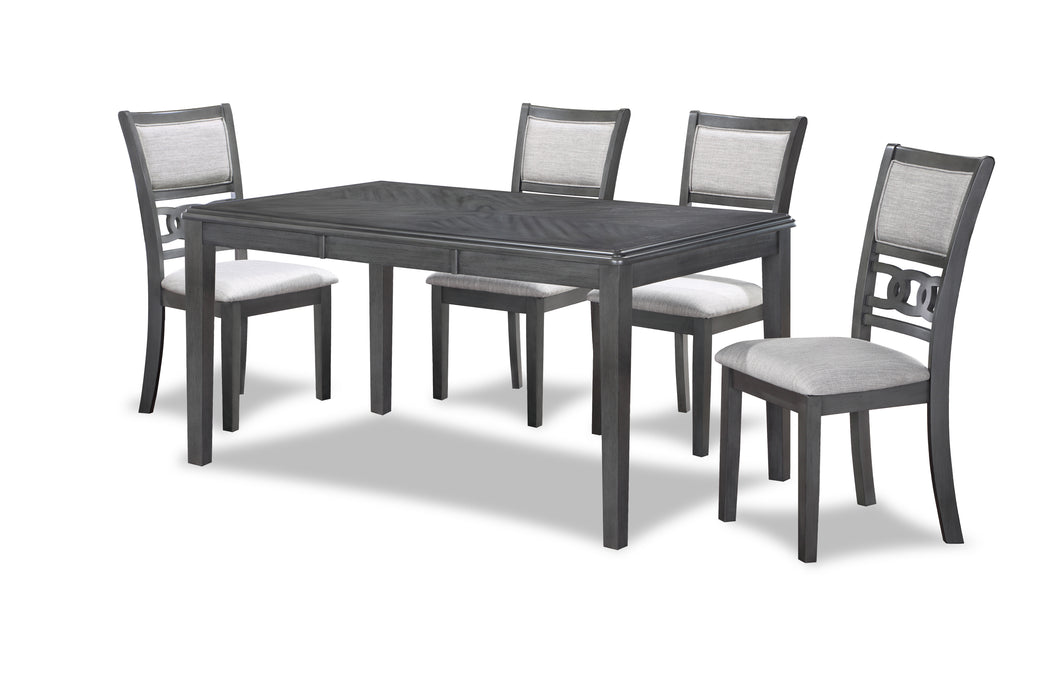 Gia 5 Pc 60" Dining Table & 4 Chairs-Gray