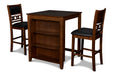 Gia 3 Pc 30" Storage Counter Table & 2 Chairs-Brown