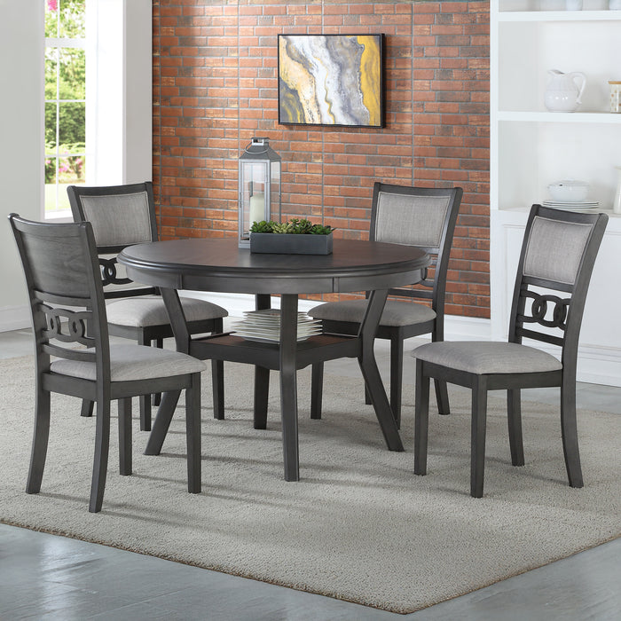 Gia 5 Pc 47" Round Dining Table & 4 Chairs-Gray
