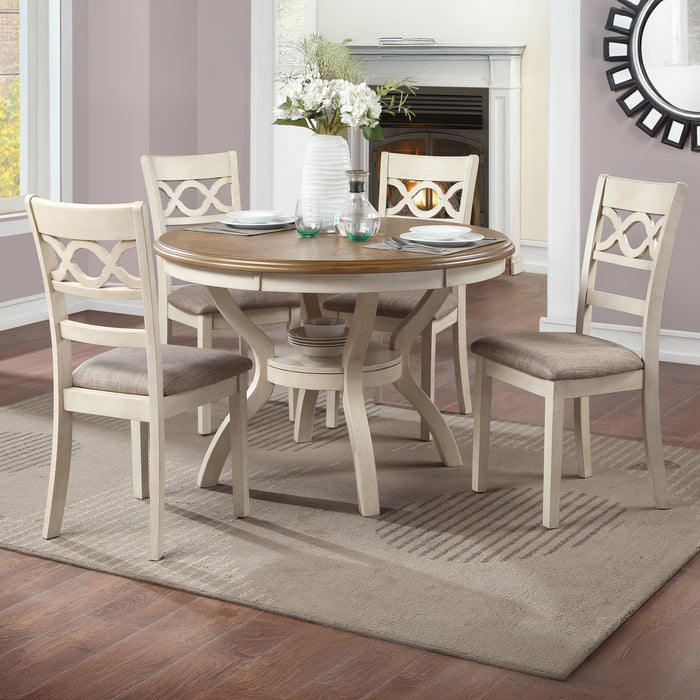 Cori Round Dining 5 Pc Set-Bisque/Brown