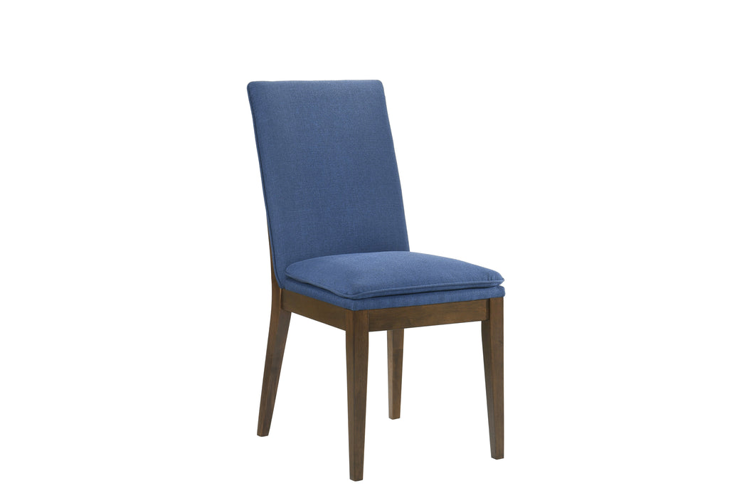 Maggie Dining Chair W/Blue Cushion-Walnut