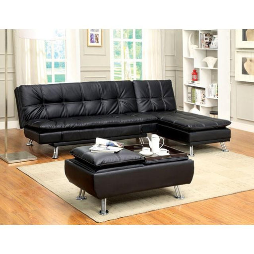 HAUSER II Black/Chrome Futon Sofa, Black image