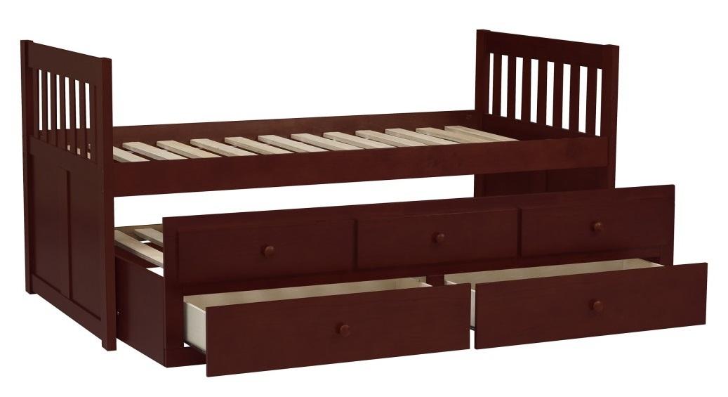Homelegance Rowe Twin/Twin Trundle Bed w/ Two Storage Drawers in Dark Cherry B2013PRDC-1* - La Popular Furniture (CA)
