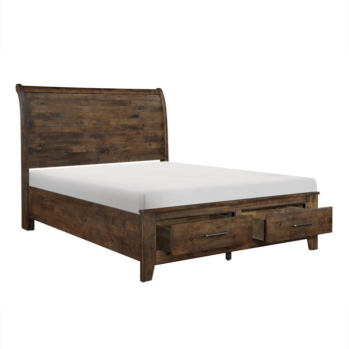 Jerrick (3)California King Sleigh Platform Bed with Footboard Storage