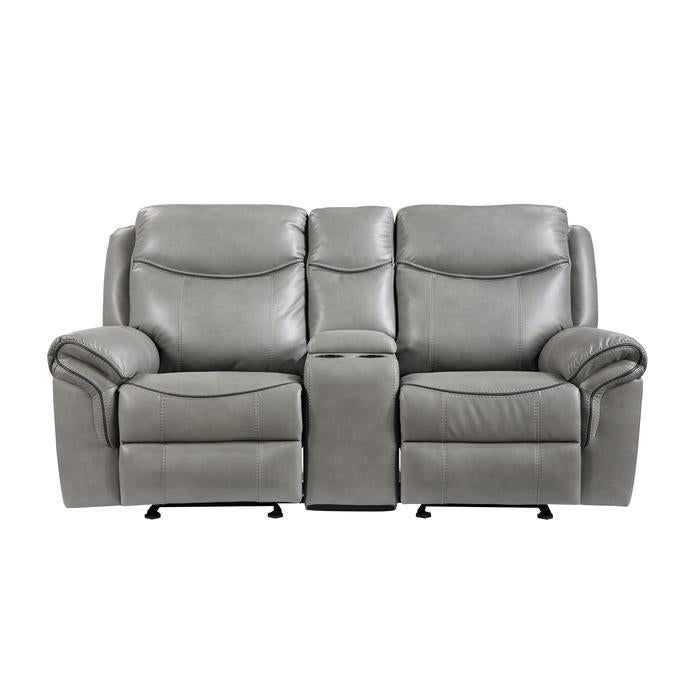8206GRY-2 - Double Glider Reclining Love Seat with Center Console, Receptacles and USB Ports image