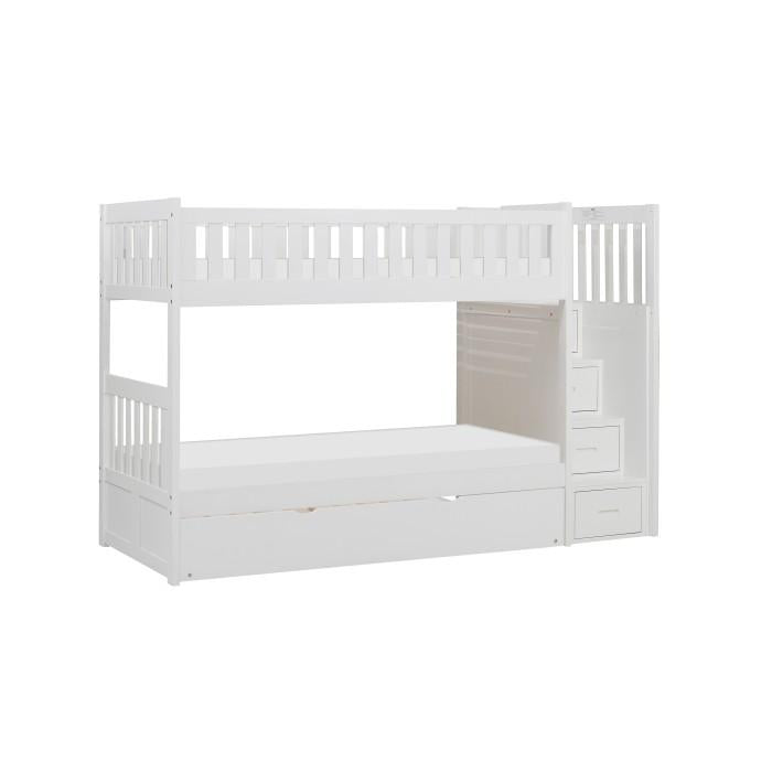 B2053SBW-1*R - (5) Twin/Twin Step Bunk Bed with Twin Trundle image