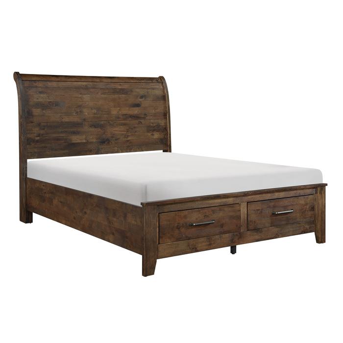 Jerrick (3)California King Sleigh Platform Bed with Footboard Storage