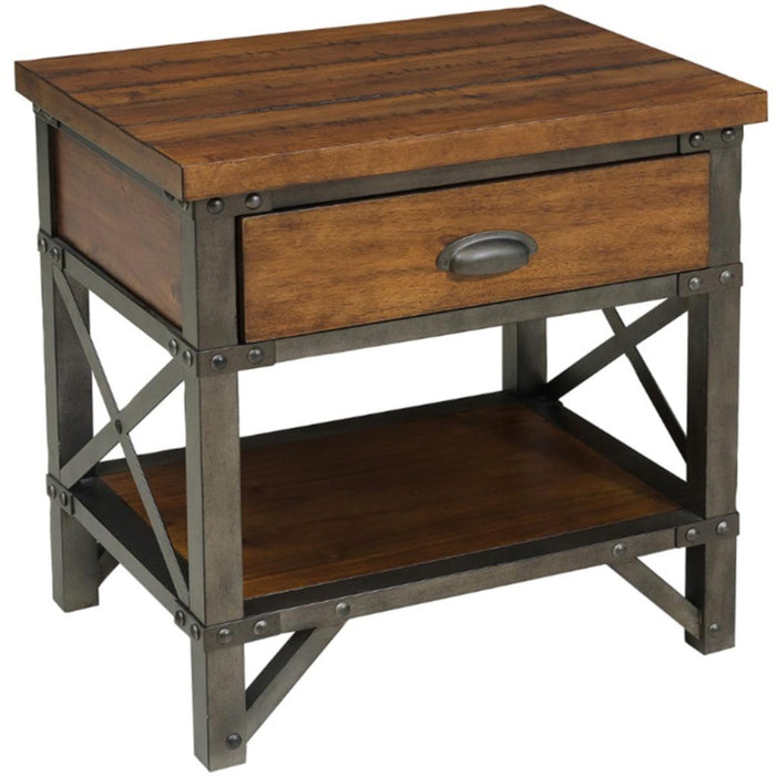 Holverson Nightstand in Rustic Brown & Gunmetal 1715-4