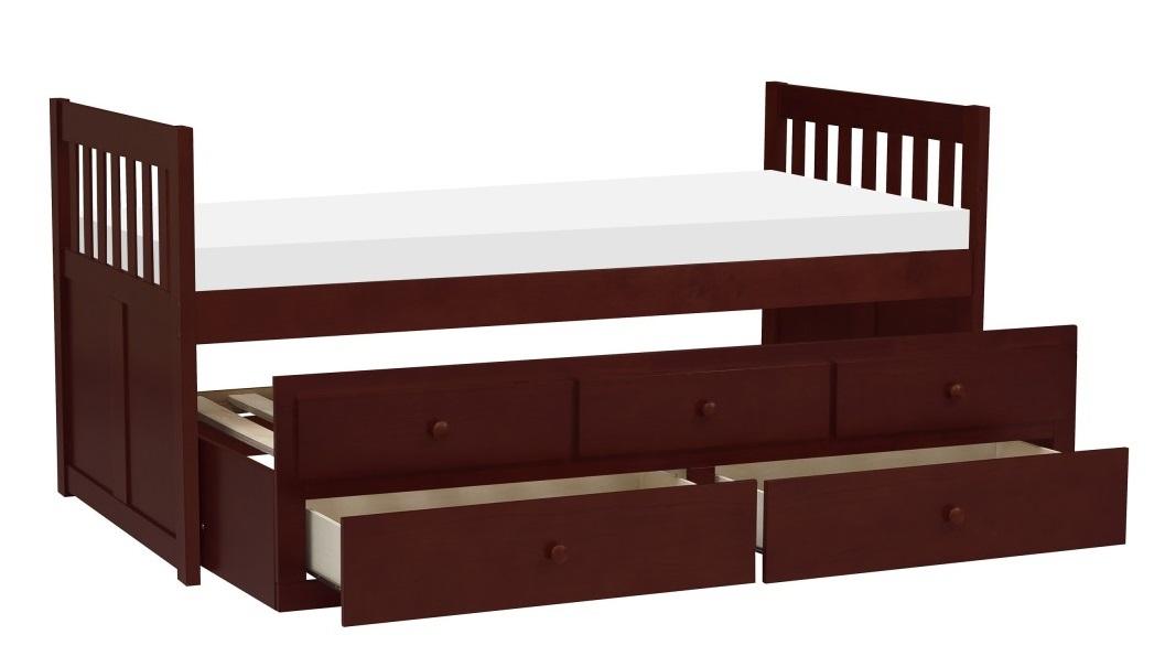 Rowe Twin/Twin Trundle Bed w/ Two Storage Drawers in Dark Cherry B2013PRDC-1