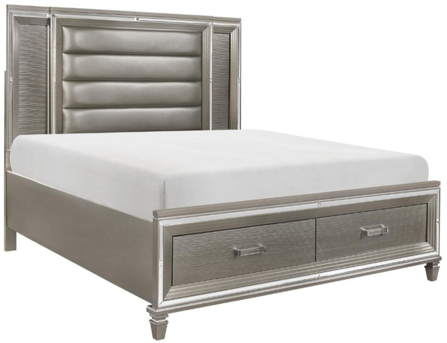 Tamsin King Upholstered Storage Bed in Silver Grey Metallic 1616K-1EK