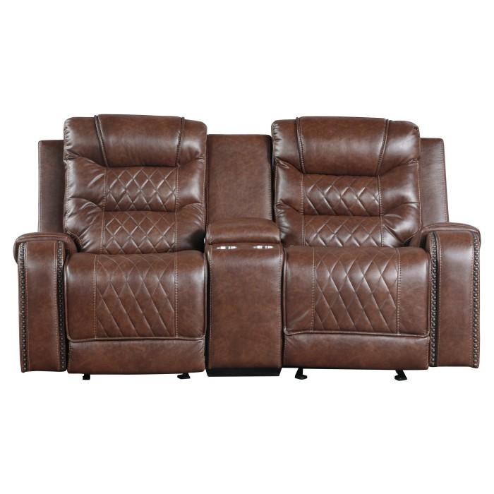 Putnam Double Glider Reclining Loveseat in Brown 9405BR-2 image