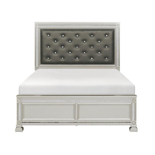 Bevelle Queen Upholstered Panel Bed in Silver 1958-1 image