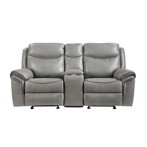 8206GRY-2 - Double Glider Reclining Love Seat with Center Console, Receptacles and USB Ports image