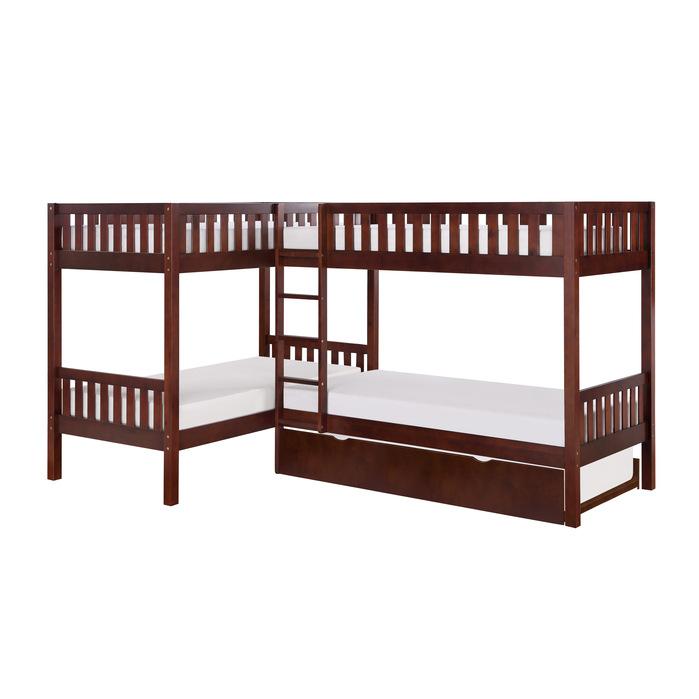 B2013CNDC-1R - (4) Corner Bunk Bed with Twin Trundle image