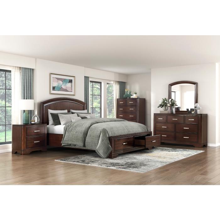 1520CH-1-Bedroom (3) Queen Platform Bed with Footboard Storage