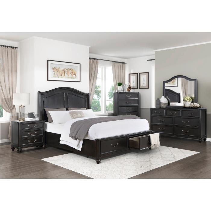 Herman (3) Queen Platform Bed with Footboard Storage