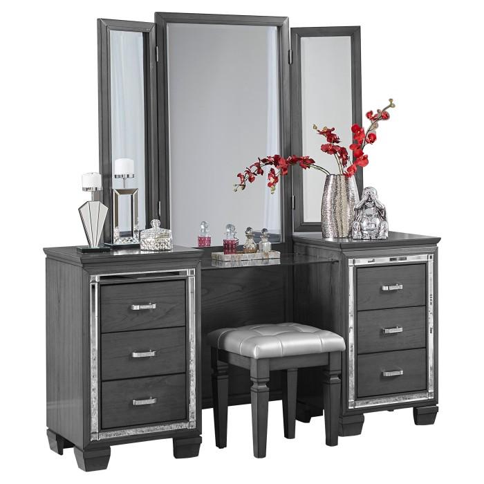 Allura Vanity Dresser with Mirror in Gray 1916GY-15 image