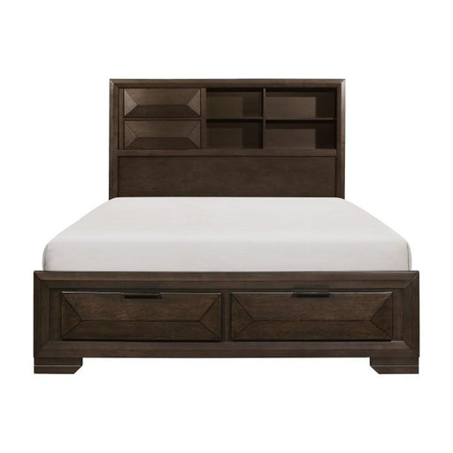 Chesky Queen Bookcase Bed with Footboard Storage in Warm Espresso 1753-1 image