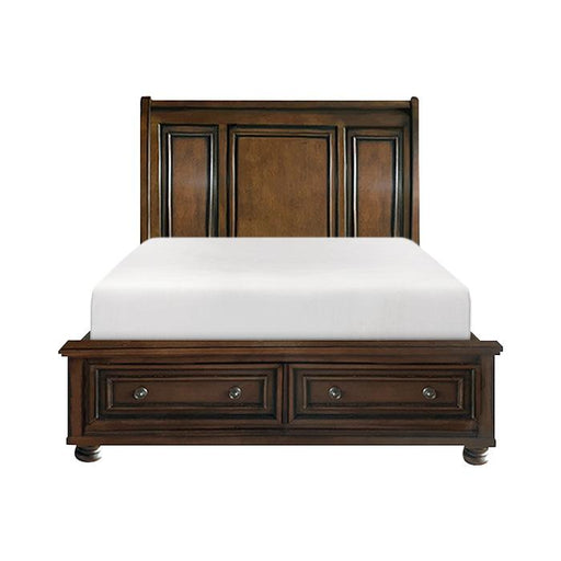 Cumberland King Sleigh Platform Bed with Footboard Storage in Brown Cherry 2159K-1EK image