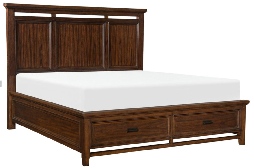 Frazier King Upholstered Storage Platform Bed in Dark Cherry 1649K-1EK