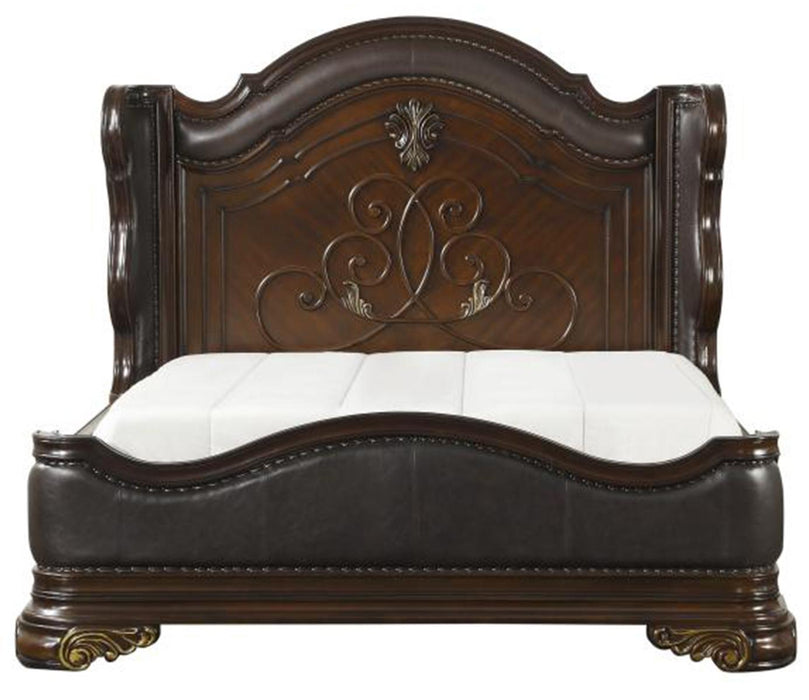 Royal Highlands King Upholstered Panel Bed in Rich Cherry 1603K-1EK