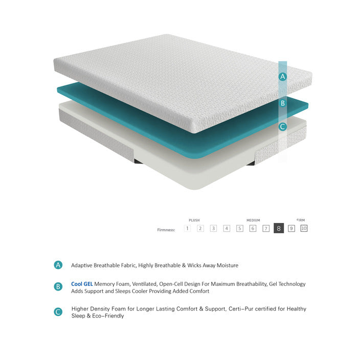MT-G08F - 8" Full Gel-Infused Memory Foam Mattress
