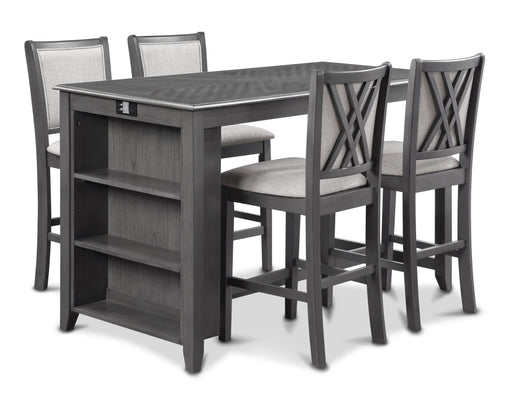 AMY  60" COUNTER TABLE+CHAIRS W/STG  (5 PCS)  -GRAY image