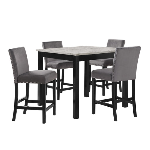 CELESTE 5PC 42" MARBLE FINISH COUNTER TABLE & 4 CHAIRS-GRAY image