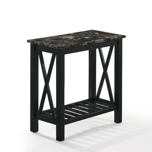 EDEN CHAIRSIDE TABLE-BLACK W/FAUX MARBLE TOP image