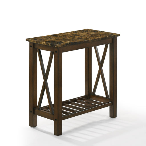 EDEN CHAIRSIDE TABLE-BROWN W/GRAY FAUX MARBLE TOP image
