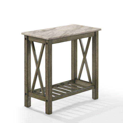 EDEN CHAIRSIDE TABLE-GRAY W/FAUX MARBLE TOP image